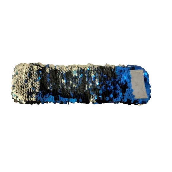 Sequin Mermaid Bracelet Silver Blue 6 inch - Picture 3 of 5